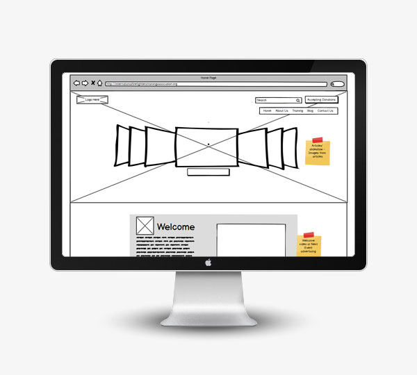 Modern website presentation on a desktop screen