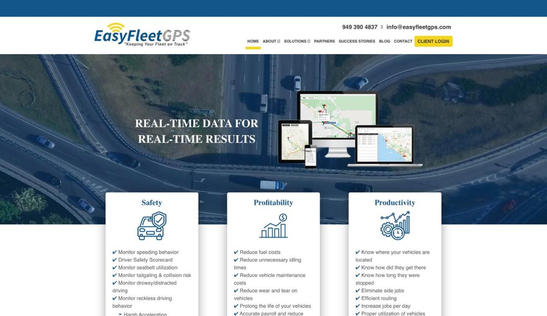 Easy Fleet GPS website homepage
