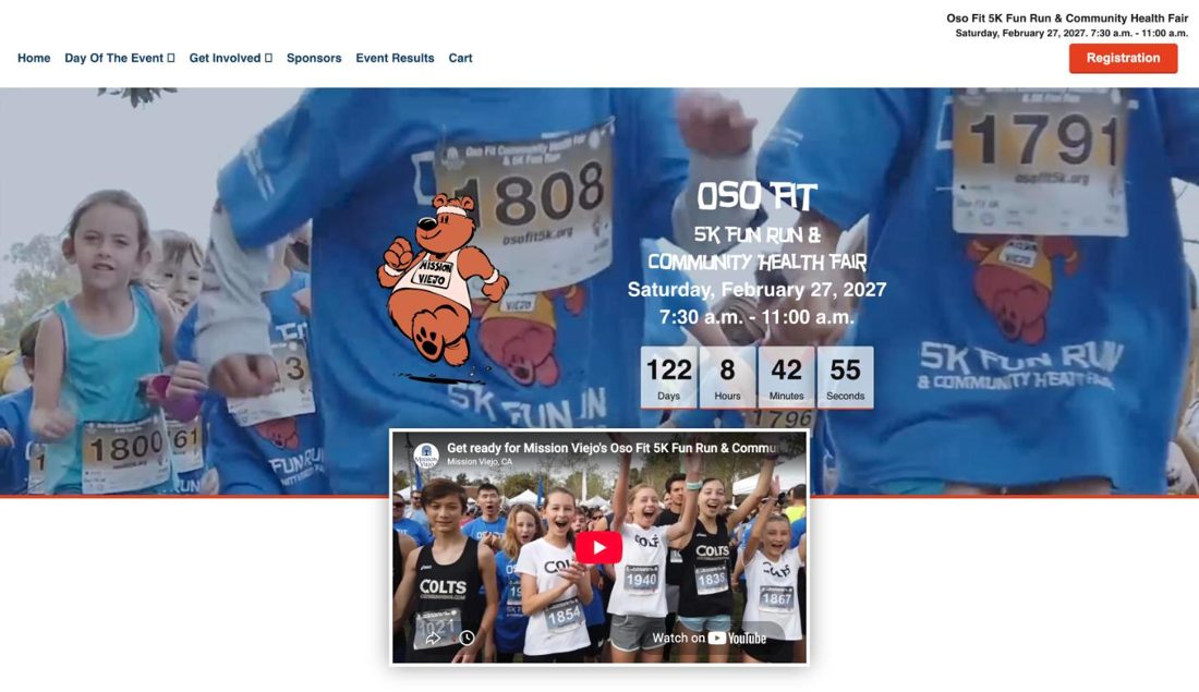 Oso Fit 5K website homepage